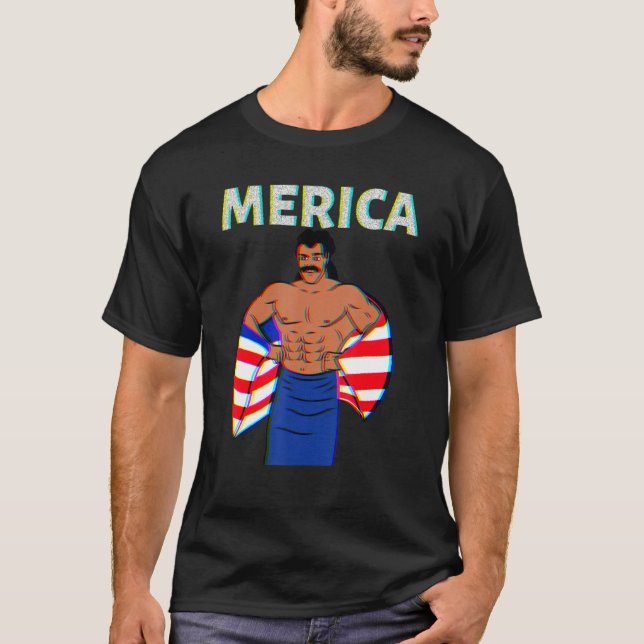 Merica American Mullet Business In Front Party In  T-Shirt (Front)