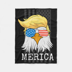 Merica Bald Eagle 4th Of July Trump American Flag  Fleece Blanket
