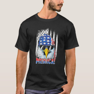 Merica Bald Eagle Mullet 4th Of July American Flag T-Shirt