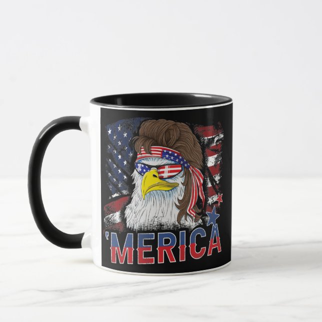 Merica Bald Eagle Mullet 4th of July American Mug (Left)