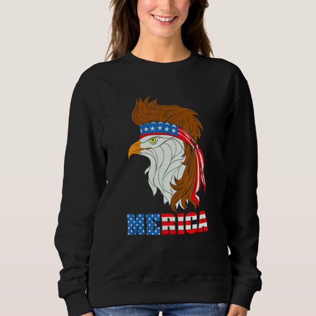 Merica Bald Eagle Mullet American Independence Day Sweatshirt (Front)