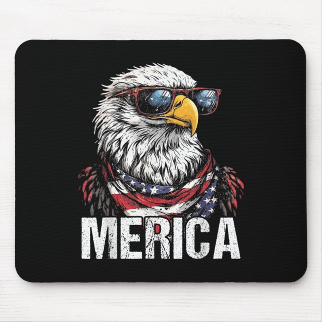 Merica Bald Eagle Patriotic Eagle 4th Of July Amer Mouse Pad (Front)