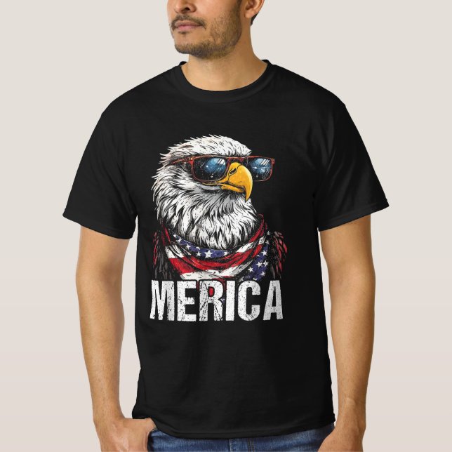 Merica Bald Eagle Patriotic Eagle 4th of July T-Shirt (Front)