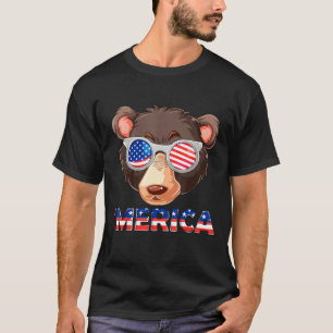 Merica Bear Wearing Sunglasses 4th Of July America T-Shirt