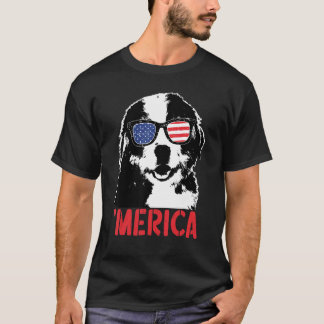 Merica Bernese Mountain American Flag Sunglasses 4 T-Shirt