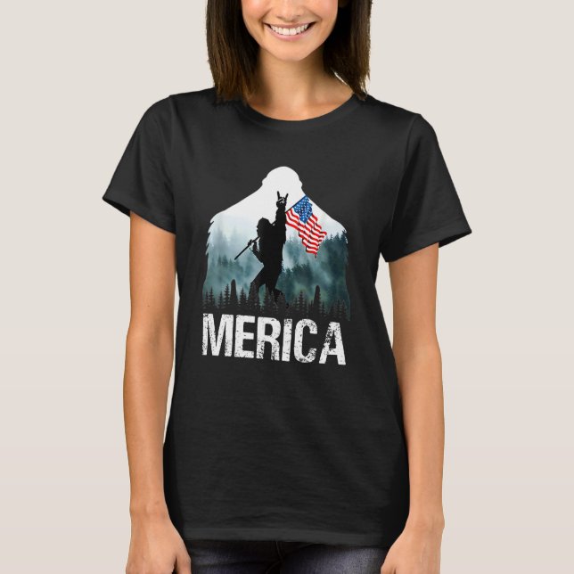 Merica Big Foot 4th Of July Us Flag American Men W T-Shirt (Front)