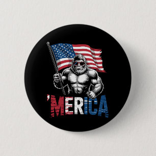 Merica Bigfoot American Flag Patriotic 4th Of July 6 Cm Round Badge
