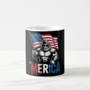 Merica Bigfoot American Flag Patriotic 4th Of July Coffee Mug