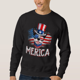 Merica Boston Terrier Dog American Flag Fourth Of Sweatshirt