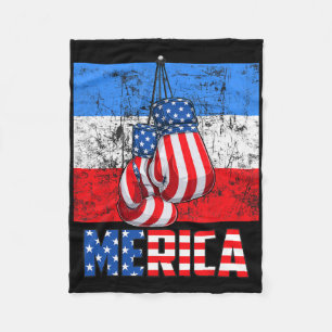 Merica Box Gloves American Flag 4th Of July Boxing Fleece Blanket