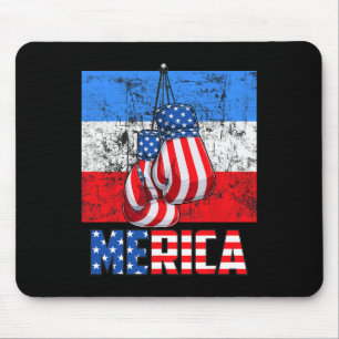 Merica Box Gloves American Flag 4th Of July Boxing Mouse Pad