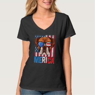Merica Boxer Dog 4th Of July American Flag T-Shirt