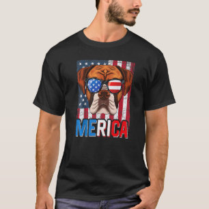 Merica Boxer Dog 4th Of July American Flag T-Shirt