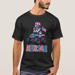Merica Bulldog Monster Truck 4th Of July American  T-Shirt