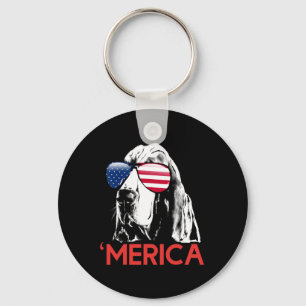 Merica Bysset Hound American Flag 4th Of July Key Ring