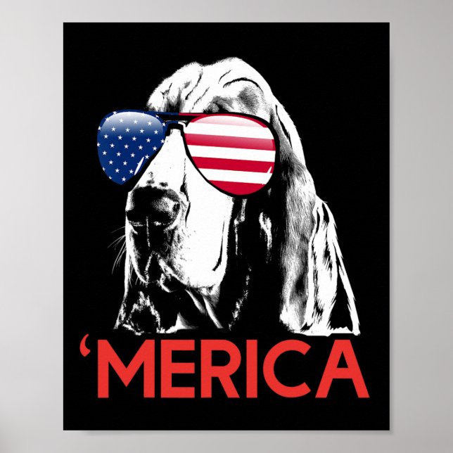 Merica Bysset Hound American Flag 4th Of July  Poster (Front)
