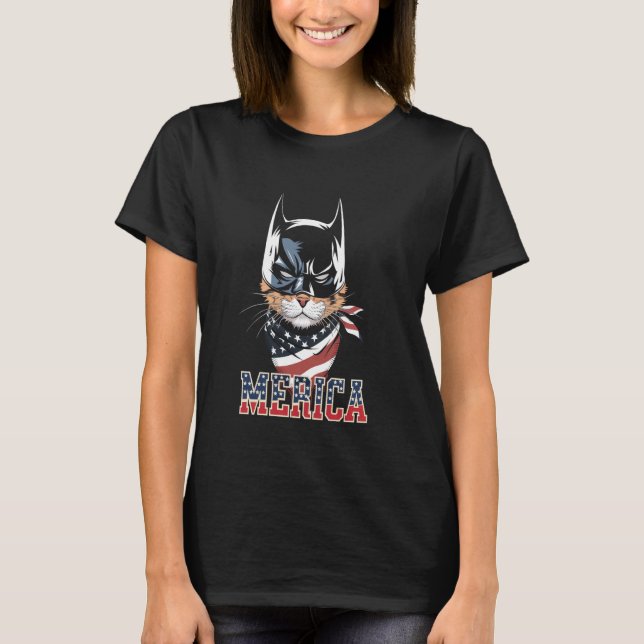 Merica Catman Funny Cat Lovers T-Shirt (Front)