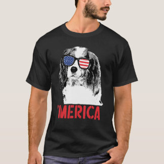 Merica Cavalier King Chales Spaniel American Flag T-Shirt