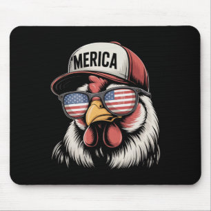 Merica Chicken American Flag Usa Farmer Funny 4th Mouse Pad