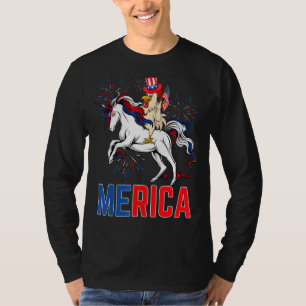 Merica Chicken Unicorn American Flag Happy 4th Of T-Shirt