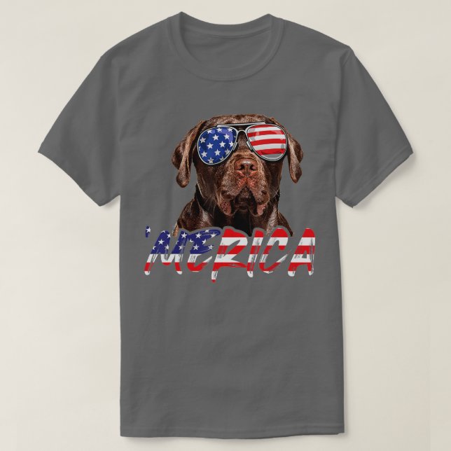 Merica Chocolate Labrador 4th of July American Fla T-Shirt (Design Front)