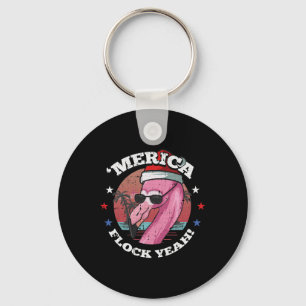 Merica Christmas In July Cool Flamingo Summer Trop Key Ring