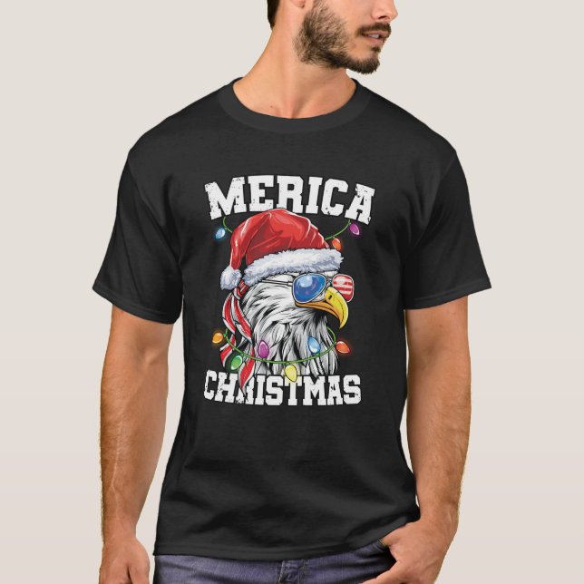 Merica Christmas Patriotic USA Patriotic Santa Bal T-Shirt (Front)