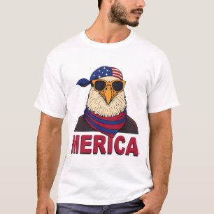 Merica Cool Eagle - Patriotic USA Flag Design T-Shirt