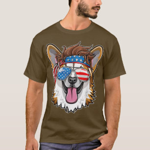 Merica Corgi Dog 4th Of July American Flag  T-Shirt