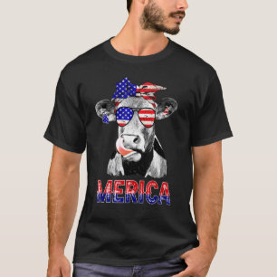 Merica Cow American Flag Sunglasses Bandanna 4th O T-Shirt