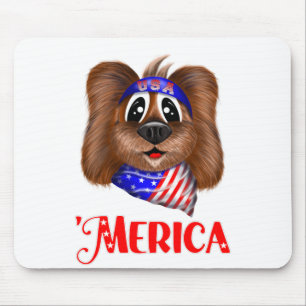 Merica Cute Dog, Patriotic Pup Mouse Pad