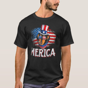 Merica Dachshund Dog American Flag Fourth Of July T-Shirt