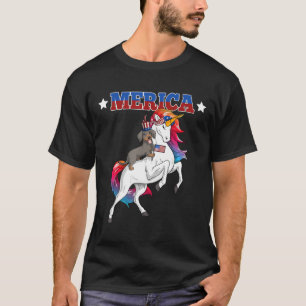 Merica Dachshund Dog Unicorn Usa American Flag 4th T-Shirt