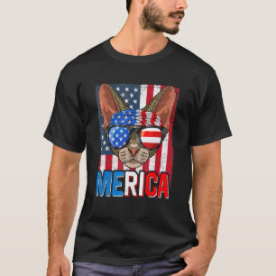 Merica Devon Rex Cat 4th Of July American Flag T T-Shirt