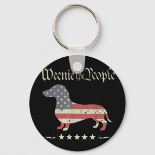 Merica dog dachshund vintage weenie the people key ring