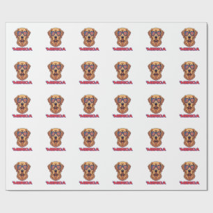 Merica Dog with USA Flag Sunglasses Patriotic Art Wrapping Paper