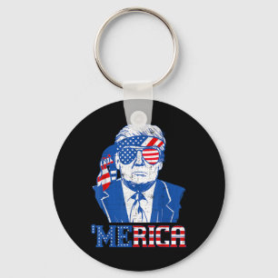 Merica Donald Trump - Funny Trump 4th Of July Amer Key Ring