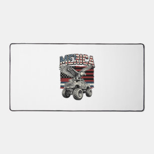 Merica Eagle Monster Truck Vintage Patriotic Desk Mat