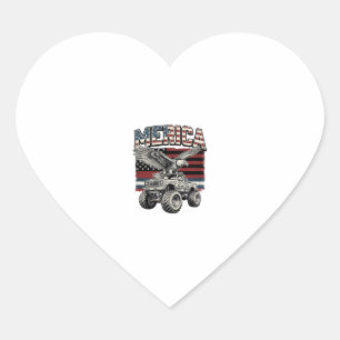 Merica Eagle Monster Truck Vintage Patriotic Heart Sticker