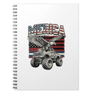 Merica Eagle Monster Truck Vintage Patriotic Notebook