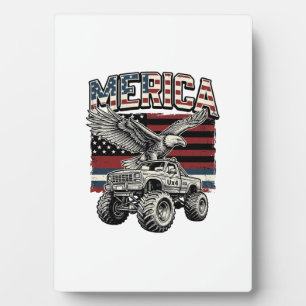 Merica Eagle Monster Truck Vintage Patriotic Plaque
