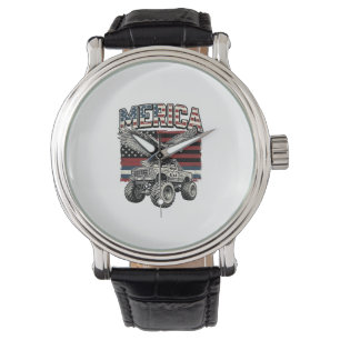 Merica Eagle Monster Truck Vintage Patriotic Watch