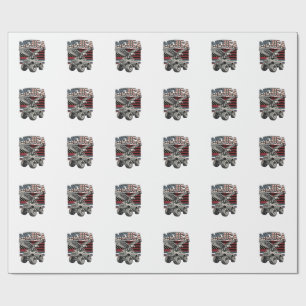 Merica Eagle Monster Truck Vintage Patriotic Wrapping Paper