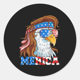 Merica Eagle Mullet 4th Of July American Flag Usa  Classic Round Sticker