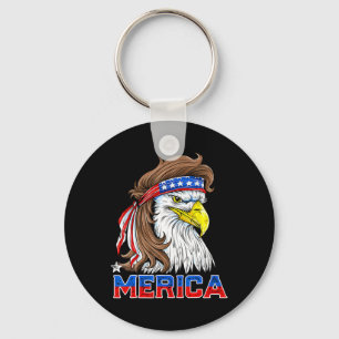 Merica Eagle Mullet 4th Of July Men Women American Key Ring