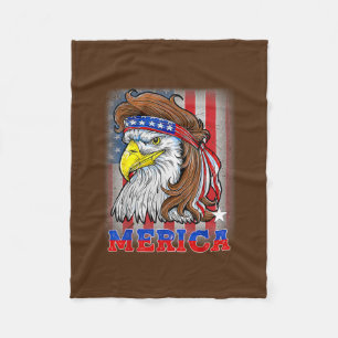 Merica Eagle Mullet American Flag USA Patriotic Fleece Blanket