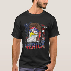 Merica Eagle Mullet Us Flag Patriotic 4th Of July  T-Shirt