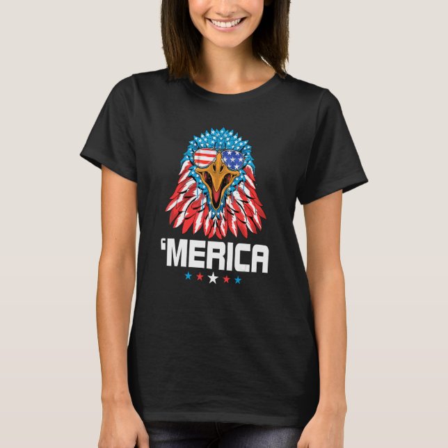 Merica Eagle Sunglasses Usa American Flag 4th Of J T-Shirt (Front)