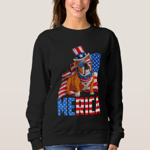 Merica English Bulldog 4th Of July American Usa Fl Sweatshirt