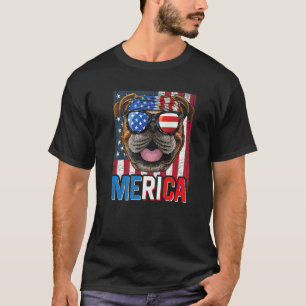 Merica English Bulldog Dog 4th Of July  American F T-Shirt